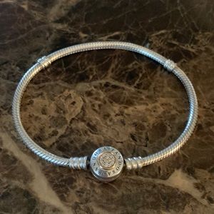 Authentic Pandora Signature Two Tone Pave Snake Chain Bracelet 7.5”